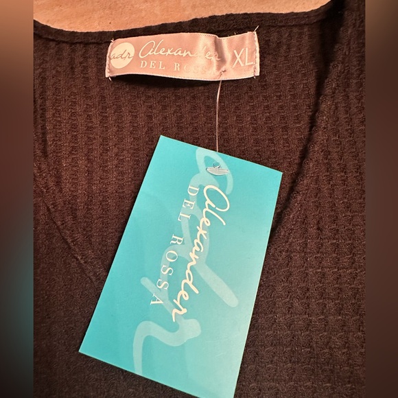 ⭐️Alexander Del Rossa Black Women's Soft Ribbed Waffle Knit Night Dress Pajama - Picture 2 of 3